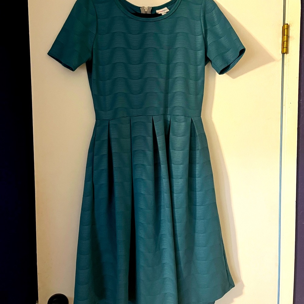 LuLaRoe Amelia, size medium, teal-ish light blue.